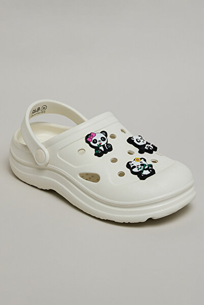 R&B Girls Ivory Charm Detail Slingback Clogs