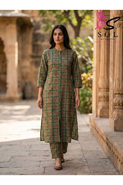 SOL BY SMITHA Women’s Straight Kurta Pant Coord Set