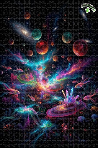 Teona Ahşap لغز خشبي مؤطر ذو طبقتين بمظهر لوحة زيتية لحلم الكون المجرمي 800 ق...