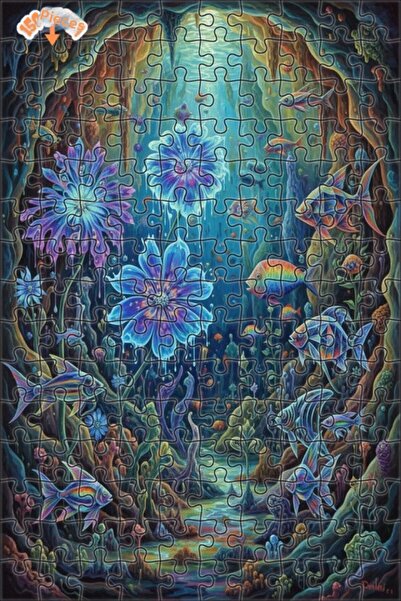 Teona Ahşap Aquarium World Double-Decker Framed Wooden Puzzle 150 Pieces 20X30