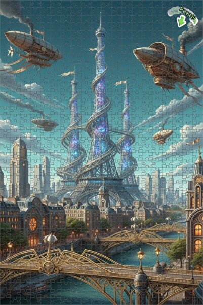 Teona Ahşap لغز خشبي مؤطر ذو طابقين من سلسلة فن باريس السحرية، يصور سفينة بال...