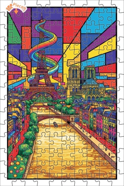 Teona Ahşap برج إيفل ونوتردام، لوحة فنية خشبية ملونة ذات طابقين، 150 قطعة، 20...