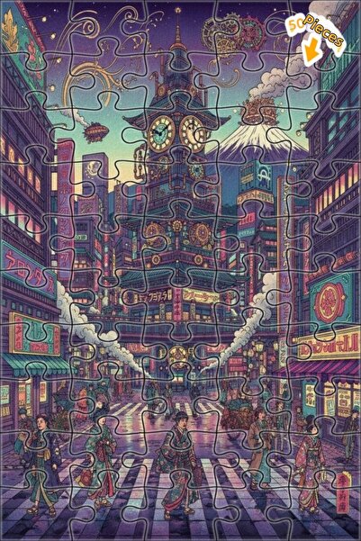 Teona Ahşap لغز خشبي مؤطر ذو طابقين بتصميم برج طوكيو على طراز ستيمبانك، مظهر ...