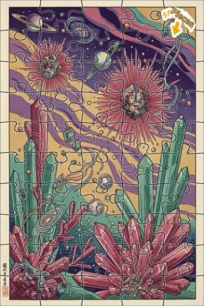 Teona Ahşap لغز خشبي ذو طبقتين من كريستال جالاكسي ديسكفري 50 قطعة مقاس 15x25