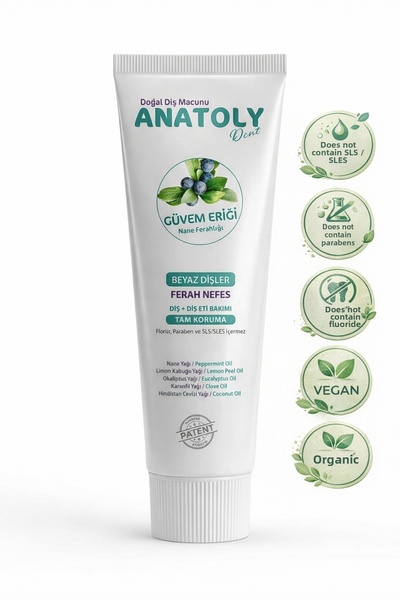 Anatoly معجون أسنان طبيعي غويف بالخوخ والنعناع - خالٍ من الفلورايد، مضاد للبق...