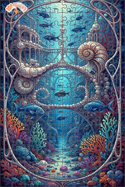 Teona Ahşap The Dance of Fishes in the Undersea Palace Oil Painting Double-La...