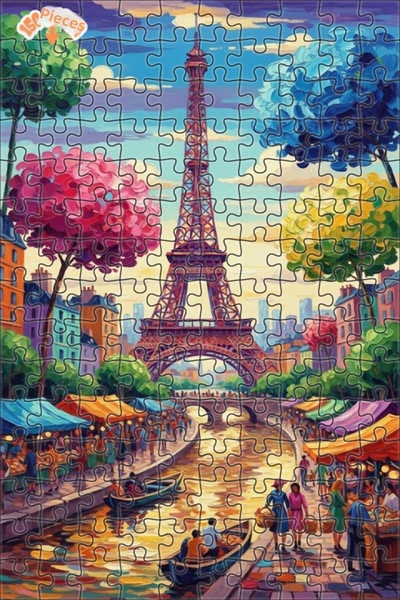 Teona Ahşap Paris Seine River Double Layer Framed Wooden Puzzle 150 Pieces 20X30