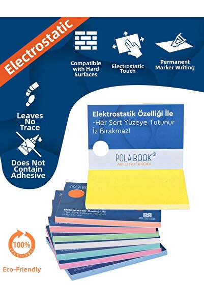 POLABOOK Smart Note Paper - 7X10 cm 100 Sheets - Yellow - Non-Adhesive Post-It