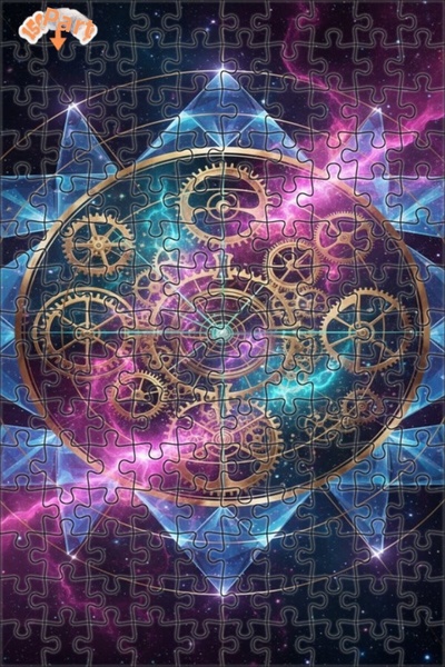 Teona Ahşap لعبة تركيب خشبية على شكل عجلات ستيمبانك كوزميك ذات طبقتين بإطار م...