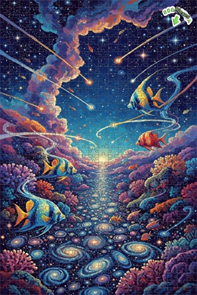 Teona Ahşap لغز فني بتصميم لوحة زيتية تحت البحرية من سلسلة جالاكتيك، 800 قطعة...