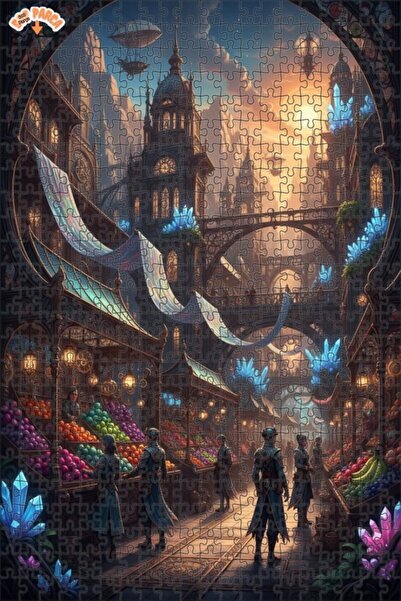 Teona Ahşap لغز خشبي مؤطر بطبقتين بمظهر لوحة زيتية لسوق مدينة البخار 500 قطعة...