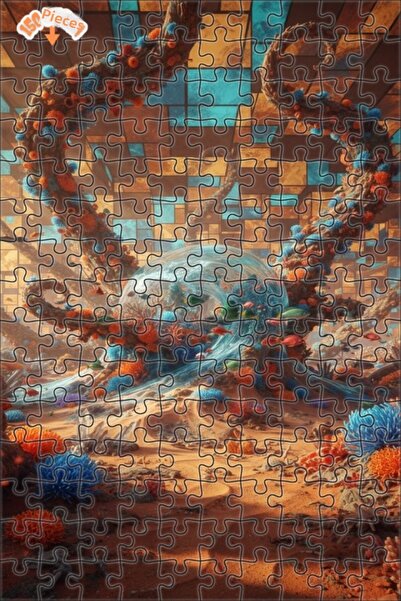 Teona Ahşap Fantastic Ocean Monster Double Layer Framed Wooden Puzzle 150 Pie...