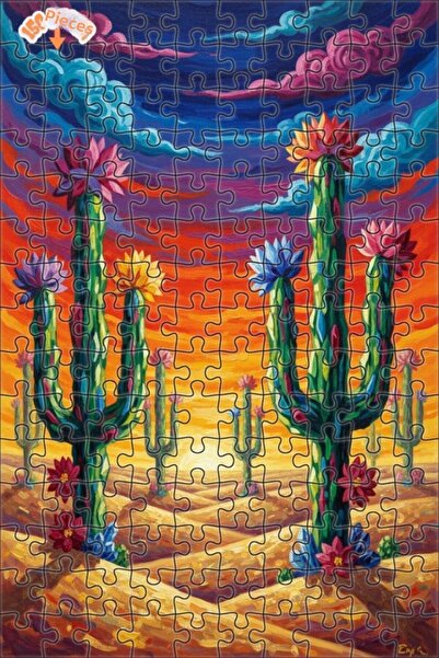 Teona Ahşap لوحة فنية زيتية لصبار ليلة الصحراء، ألغاز خشبية مؤطرة بطبقتين، 15...