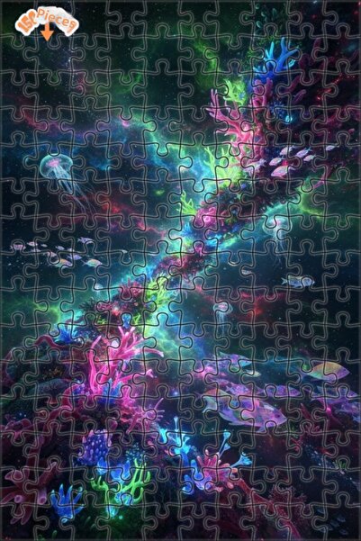 Teona Ahşap Galactic Coral Reefs and Space Jellyfish Puzzle 150 Pieces 20X30