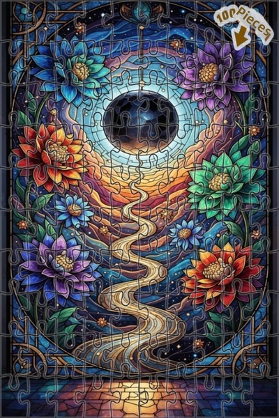 Teona Ahşap لغز خشبي ذو طبقتين على شكل زهور من الكون الغامض، ذو مظهر فسيفسائي...