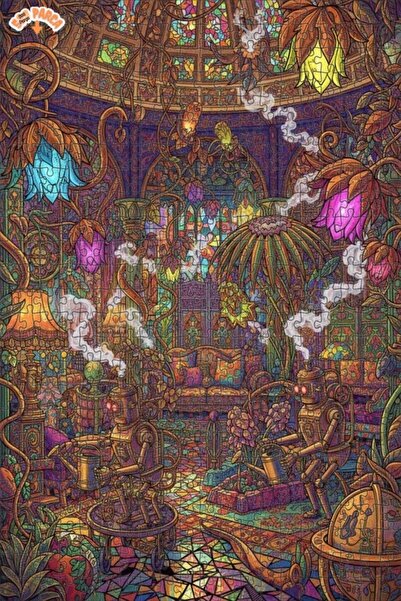 Teona Ahşap لغز خشبي ذو طبقتين على شكل حديقة نباتية على طراز ستيمبانك مع إطار...