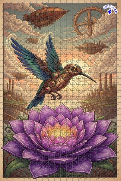 Teona Ahşap لغز خشبي ميكانيكي على شكل طائر الطنان وزهرة اللوتس، مكون من طبقتي...