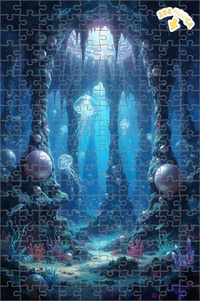 Teona Ahşap لغز خشبي مؤطر ذو طبقتين بتصميم كهف الأحلام تحت البحر مع رؤية ملون...