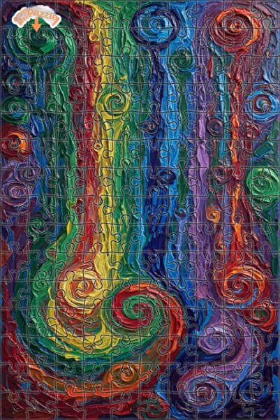 Teona Ahşap Rainbow Hurricane Oil Painting Lookalike Double Layer Framed Wood...