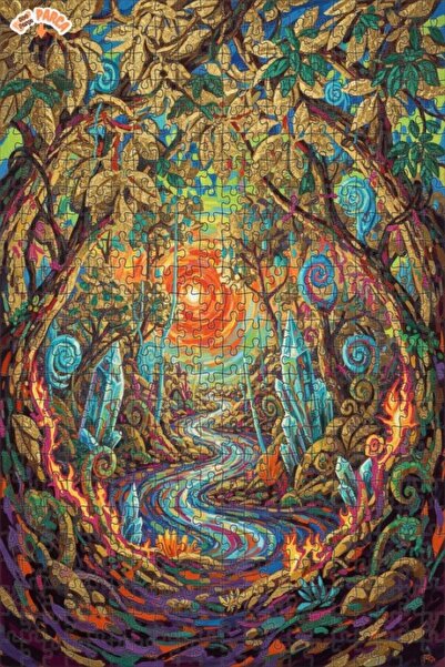 Teona Ahşap لغز خشبي بتصميم مسار الغابة الكريستالية الغامضة بمظهر الألوان الم...