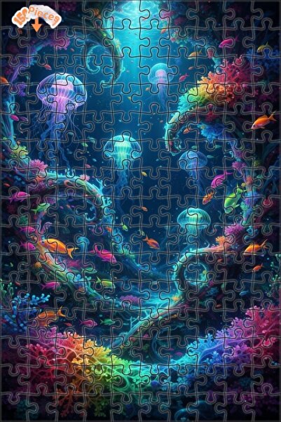Teona Ahşap Undersea Dream Colors Oil Painting Lookalike Double Layer Framed ...