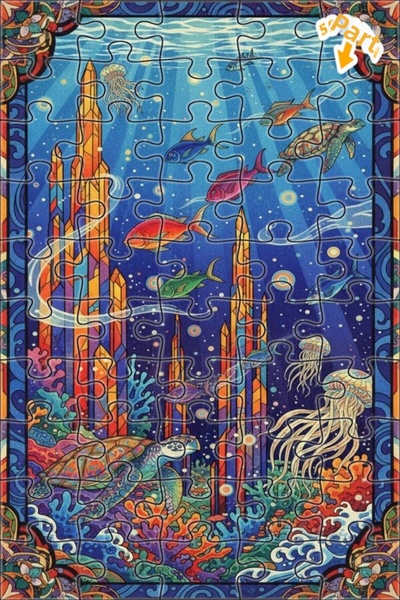 Teona Ahşap لغز فني على شكل مدينة سحرية تحت البحر بمشهد فني مرسوم بالزيت 50 ق...