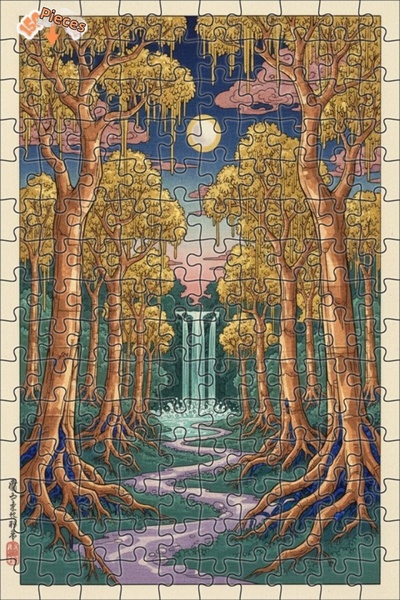 Teona Ahşap Mysterious Forest Waterfall Double-Layer Framed Wooden Puzzle 150...