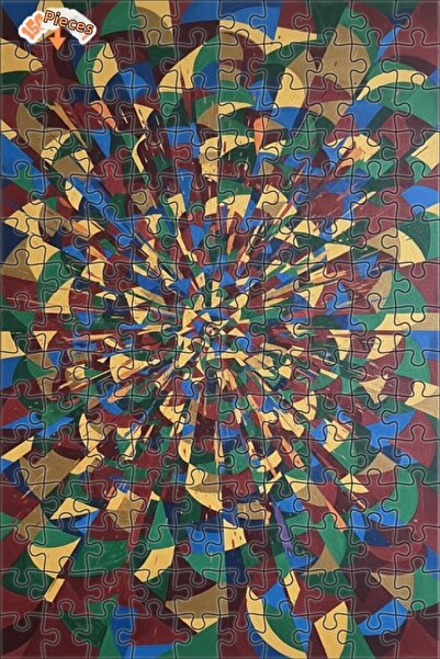 Teona Ahşap Geometric Explosion Oil Painting Look Modern Double-Layer Framed ...