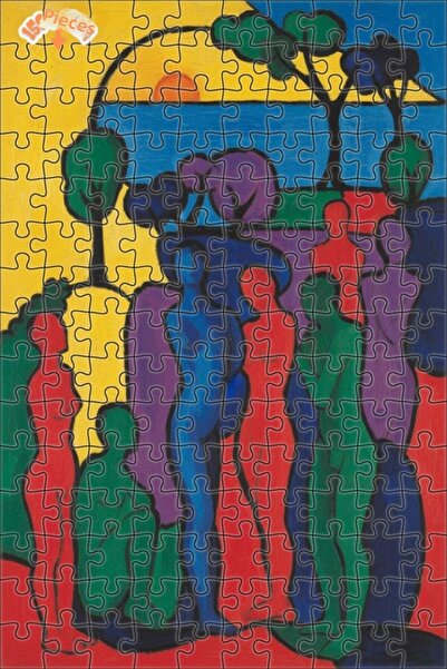 Teona Ahşap لوحة فنية حديثة بأشكال تجريدية ملونة بالزيت، لغز خشبي مؤطر بطبقتي...