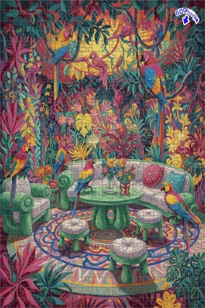 Teona Ahşap لوحة ألغاز خشبية ذات طبقتين بإطار ملون تشبه لوحة زيتية لطيور البب...