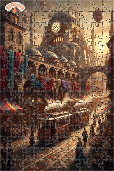 Teona Ahşap لغز خشبي ذو طبقتين بإطار على شكل مدينة ستيمبانك لايف ماركت بمظهر ...