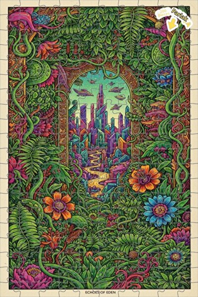 Teona Ahşap لغز المدينة الغامضة في الغابة، لغز خشبي ذو طابقين، 200 قطعة، 25x35