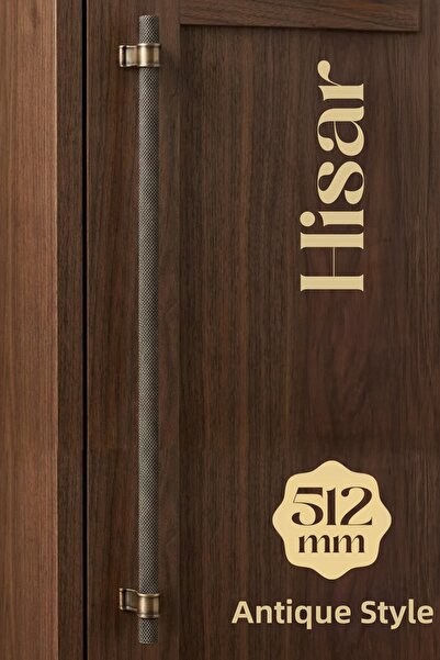 Badem10 Mâner din metal galben antic Hisar, 512 mm, cu model zimțat, pentru m...