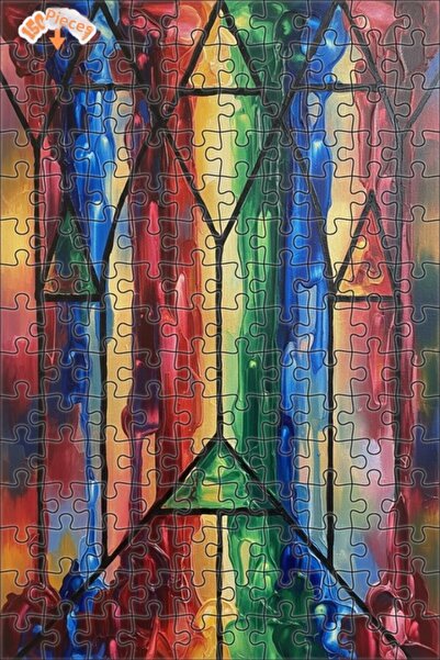 Teona Ahşap Rainbow Drop Art Double Layer Framed Wooden Puzzle 150 Pieces 20X30