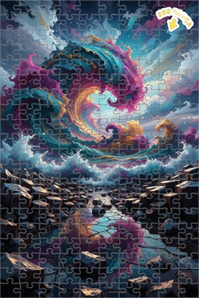 Teona Ahşap لغز خشبي مؤطر من ديف ويف آرت مكون من طبقتين 200 قطعة 25x35