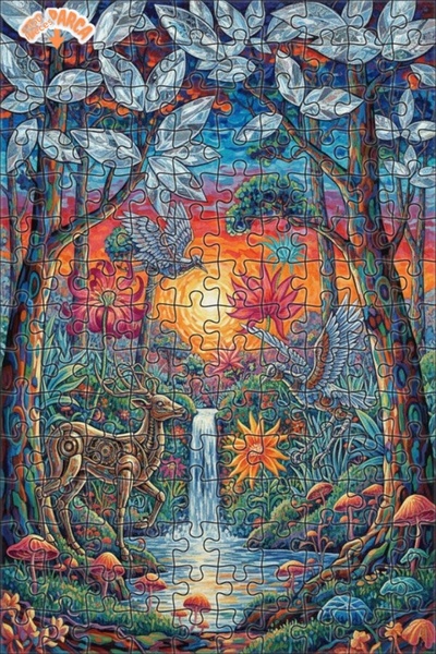 Teona Ahşap Mysterious Forest Wonderland Double Layer Framed Wooden Puzzle 15...