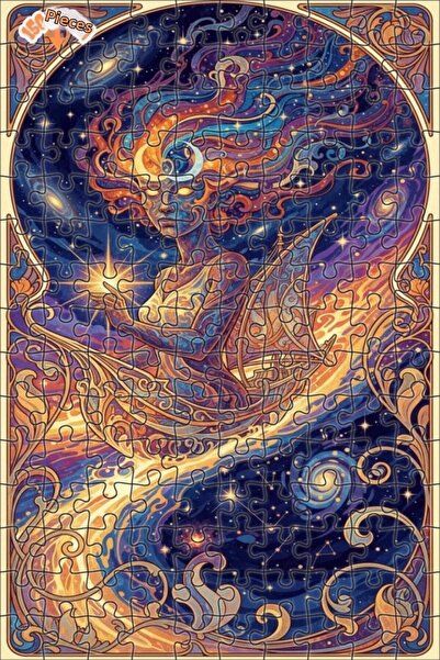 Teona Ahşap لغز خشبي مؤطر من طبقتين بتصميم رحلة عبر المجرات مع سفينة النجوم 1...