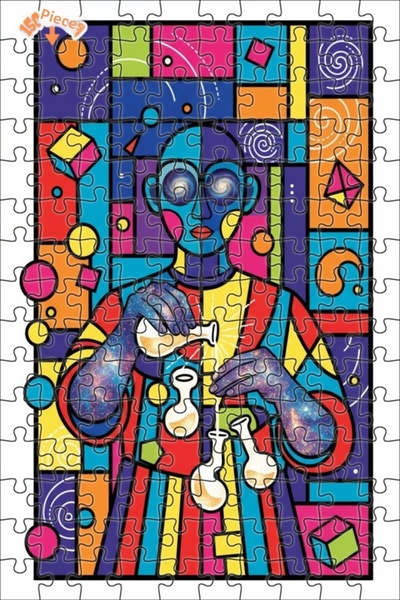 Teona Ahşap لغز خشبي مؤطر من طبقتين بتصميم فني رقمي ملون لعلم الكون، 150 قطعة...