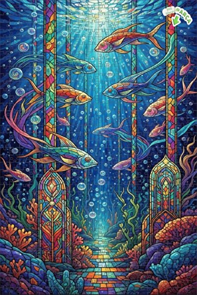 Teona Ahşap لغز خشبي على شكل عالم تحت البحر السحري للأسماك الملونة بمظهر الزج...