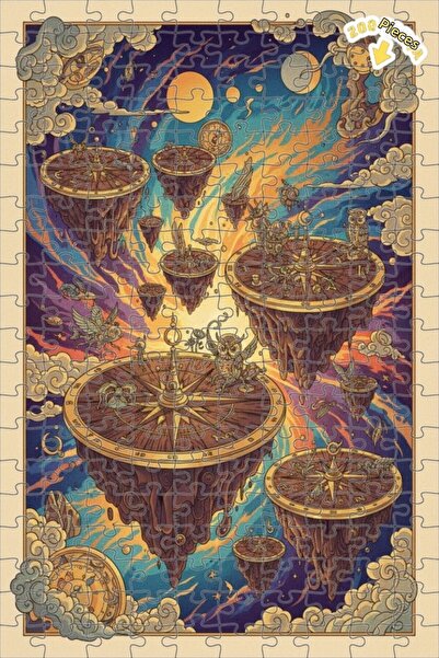 Teona Ahşap لغز خشبي ذو طبقتين من سلسلة جزيرات البوصلة السماوية 200 قطعة 25x35