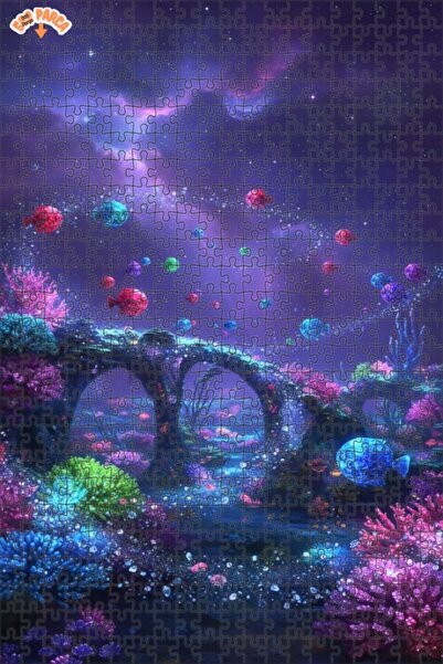 Teona Ahşap Galactic Submarine Tale Double Layer Framed Wooden Puzzle 500 Pie...