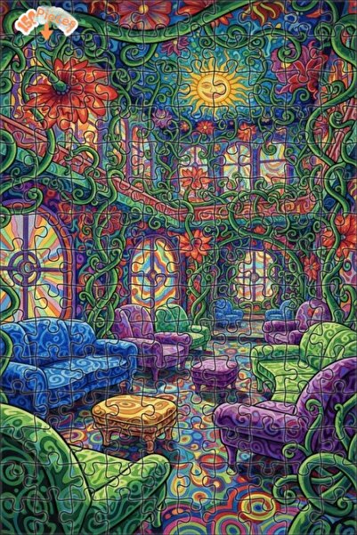 Teona Ahşap Dream Garden Hall Oil Painting Double-Layer Framed Wooden Puzzle ...