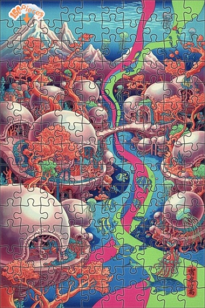 Teona Ahşap Fantastic Underwater City Oil Painting Look Double Layer Framed W...