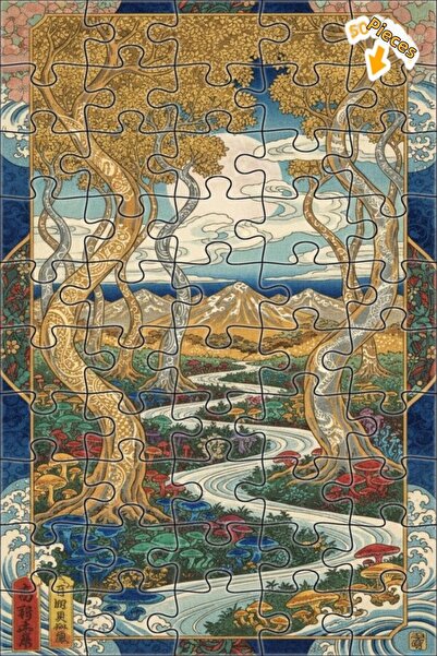 Teona Ahşap لغز خشبي مؤطر بطبقتين من ماركة ماجيكال فورست ريفر 50 قطعة 15×25