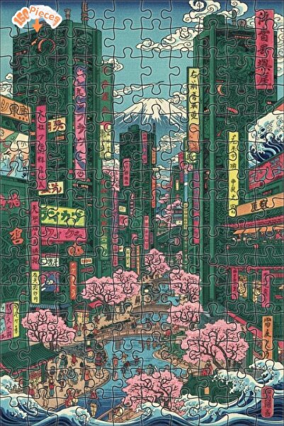 Teona Ahşap لغز خشبي مؤطر ذو طابقين بتصميم نيو طوكيو أوكيو-إي آرت، 150 قطعة، ...