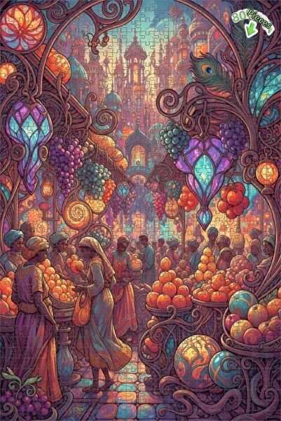 Teona Ahşap لغز خشبي مؤطر ذو طبقتين بمظهر مائي من سوق الشرق السحري، 800 قطعة،...