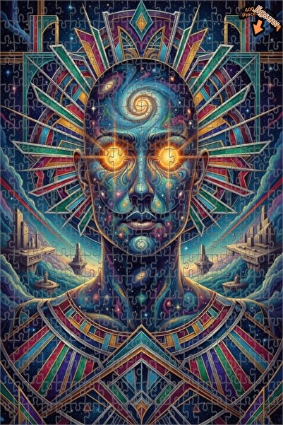 Teona Ahşap لغز خشبي مؤطر بطبقتين بمظهر لوحة زيتية تجسد الحكمة الكونية 400 قط...