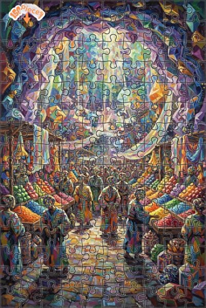 Teona Ahşap Vibrant Market Colors Oil Painting Look Wooden Puzzle 150 Pieces ...