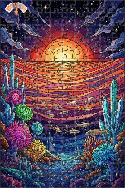 Teona Ahşap Dream World Crystal Undersea Mosaic Look Wooden Puzzle 150 Pieces...