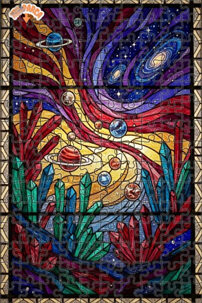 Teona Ahşap Magical Galaxy Crystal Exploration Looking Glass Art Double Layer...